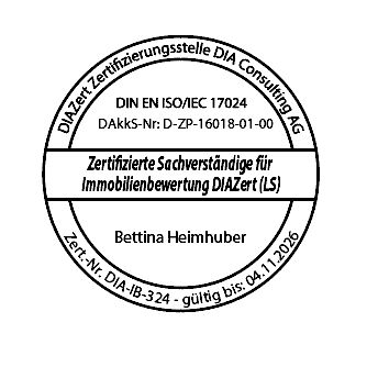 Siegel DIAZert: Zertifizierte Sachverständige für Immobilienbewertung DIAZert (LS), Bettina Heimhuber